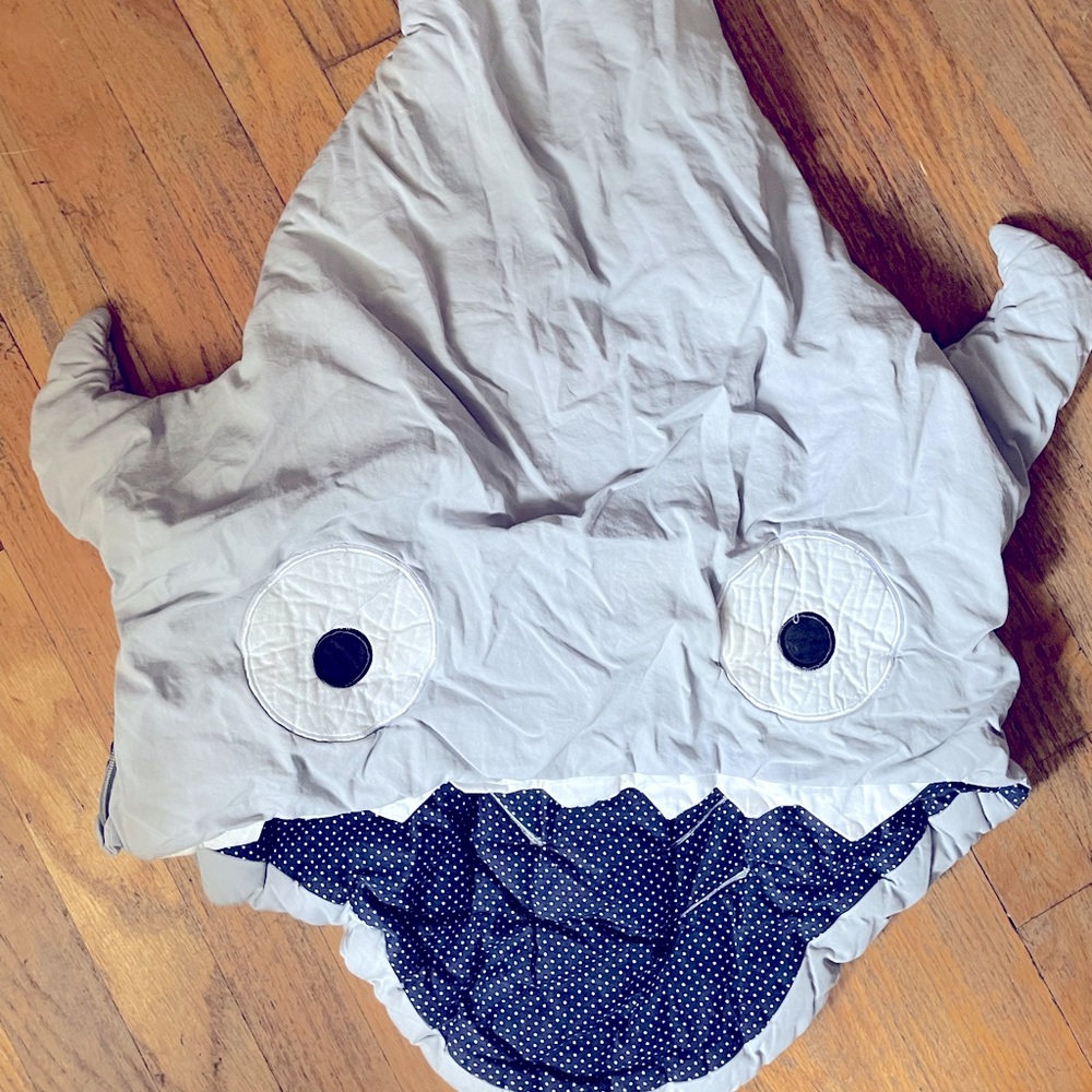 Infant-toddler shark sleeping bag.